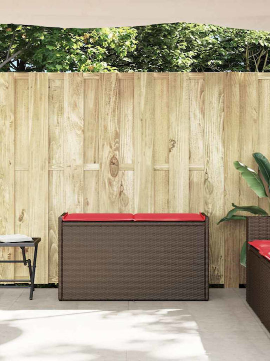 Rattan Gartenbank mit Truhe und Kissen