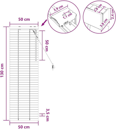 vidaXL Jalousie & Rollläden Holz Jalousie in Weiß Farbe P50xH130cm
