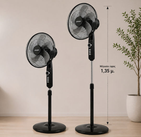 Gruppe FS-40-827 Ανεμιστήρας Ορθοστάτης 45W Διαμέτρου 40cm Μαύρος