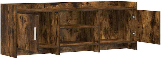 TV Stand Metal & Smoked Oak Wood L130xW33xH47cm