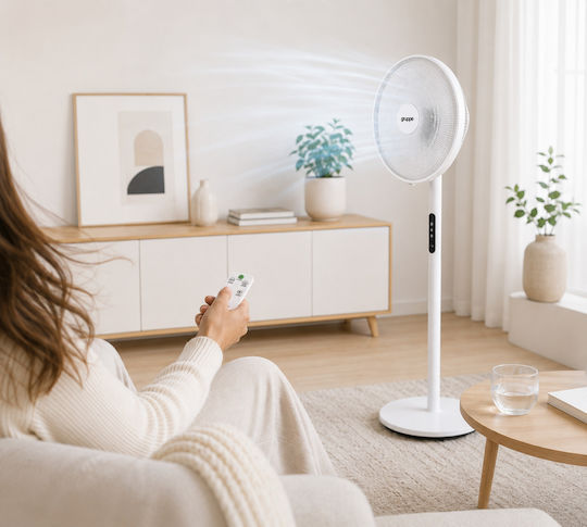 Gruppe Πολυμορφικός Ανεμιστήρας 60W Διαμέτρου 45cm με Τηλεχειριστήριο Λευκός