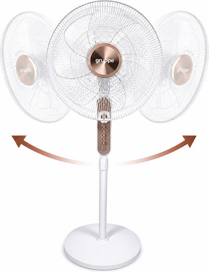 Gruppe Ανεμιστήρας Ορθοστάτης 70W Διαμέτρου 45cm White Gold