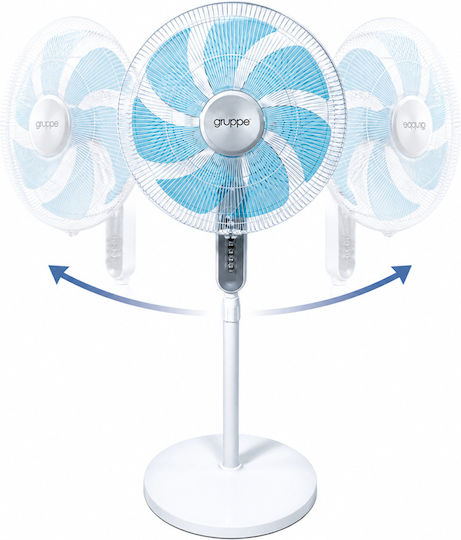 Gruppe Ανεμιστήρας Ορθοστάτης 70W Διαμέτρου 45cm White Blue