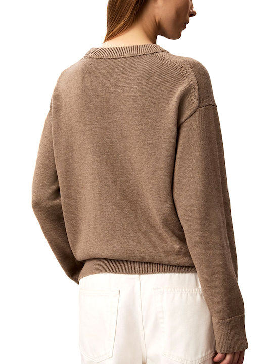 Calvin Klein Logo Πουλόβερ Καφε- Μαυρο