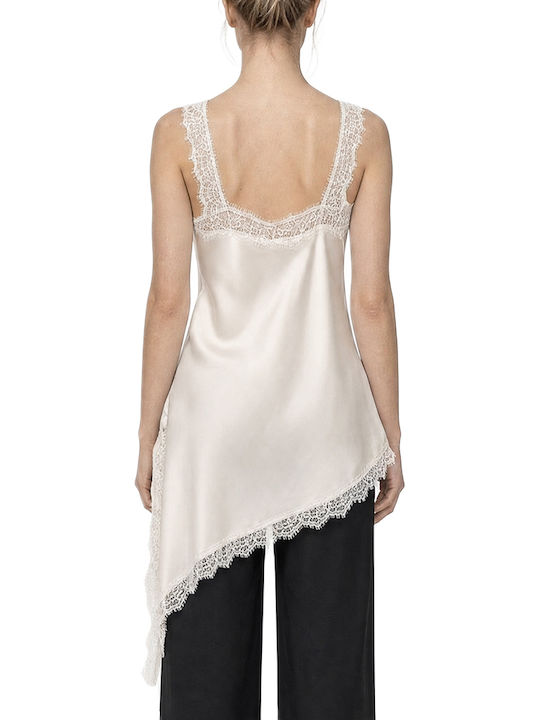 Matchbox Damen Satin Unterwäsche Top mit Spitze Weiß MTCHBX-G03035-Weiß