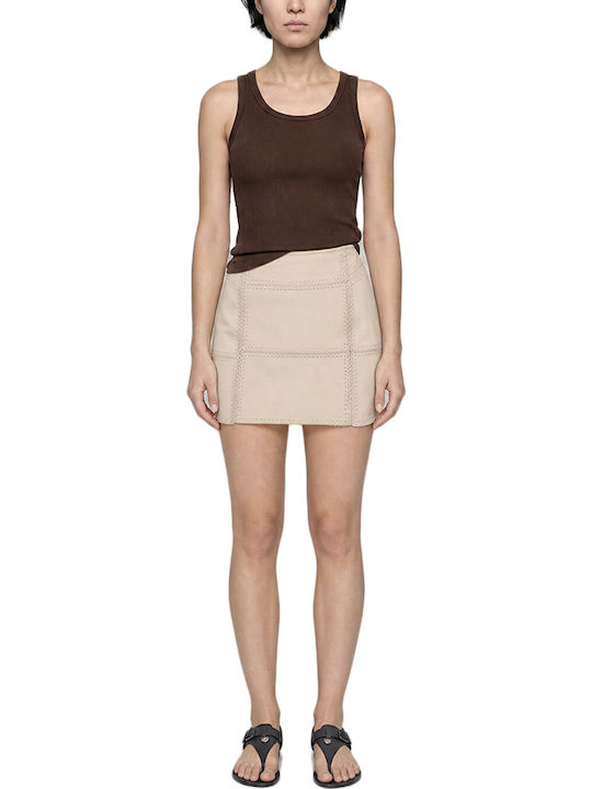 Women's Sleeveless Brown Blouse