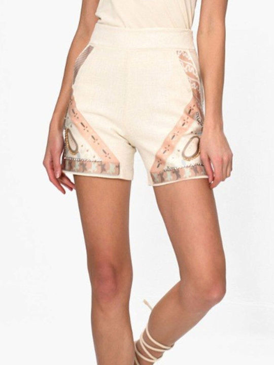 Damen Hohe Taille Shorts Crem