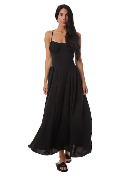 Sommer Midi Damenkleid Schwarz