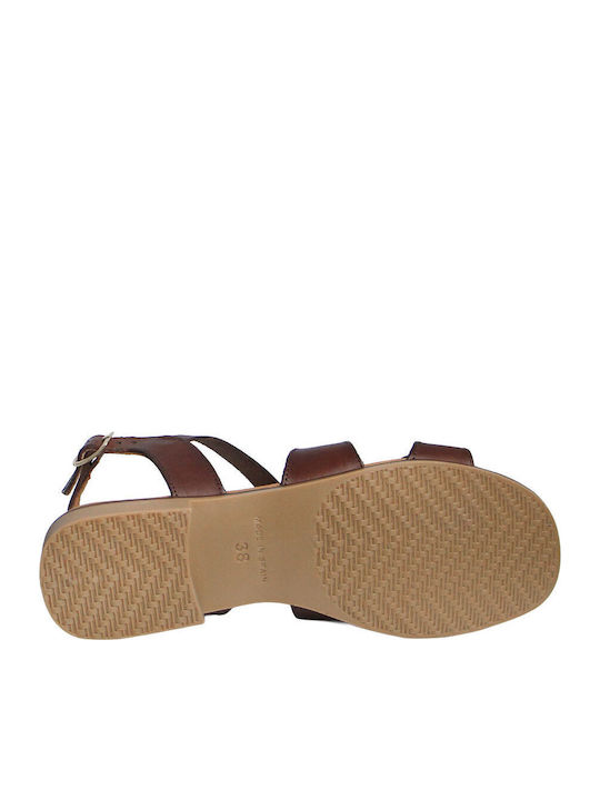 Leder Flache Sandalen Für Damen Dunkelbraun