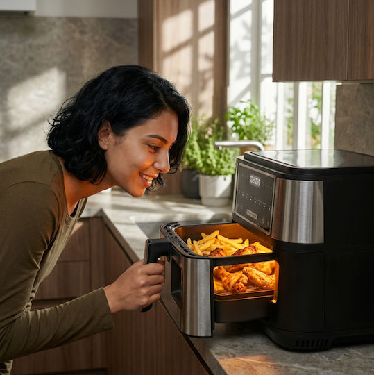 Izzy Air Fryer with Double Detachable Bucket 10lt Silver IZ-8225