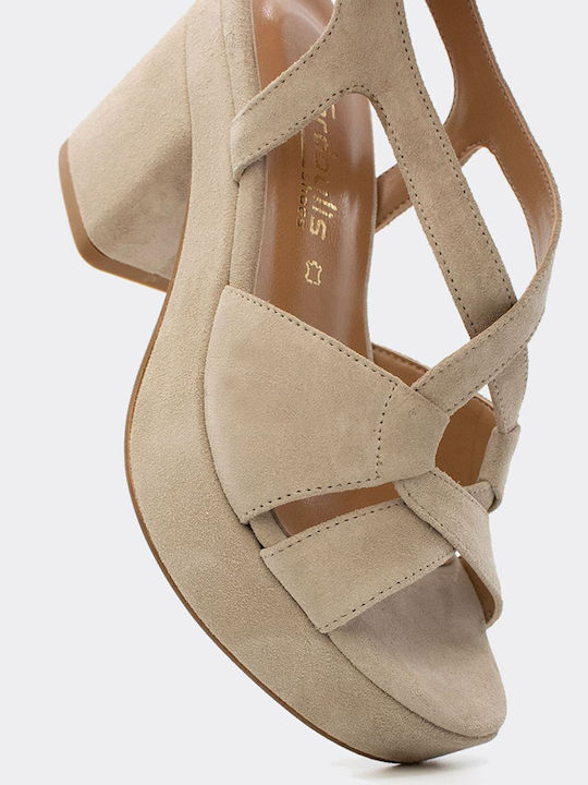 Damen Sandalen Mit Leder Beigen