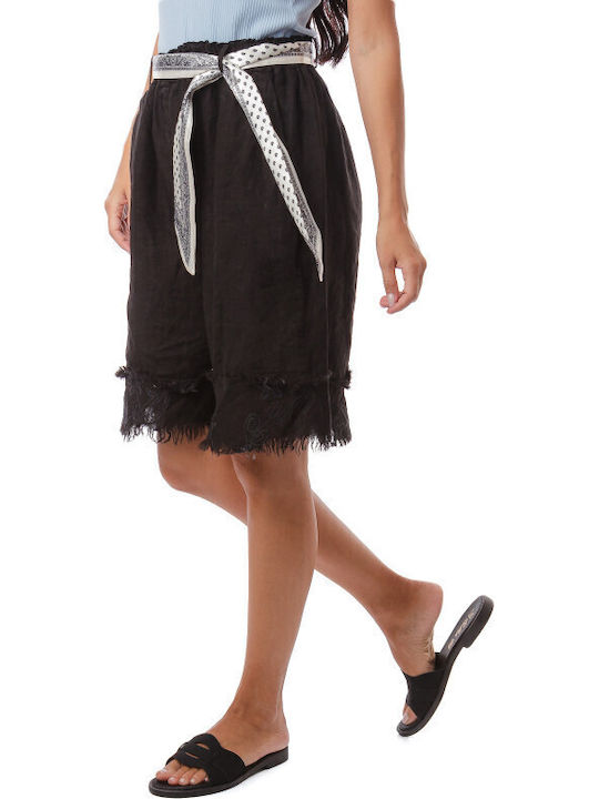 Women's Linen Bermuda Black