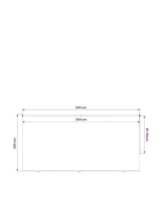 vidaXL Rola De Protecție Solară Sideway Pentru Terasă Cu LED Albastră 3.55x2.3m