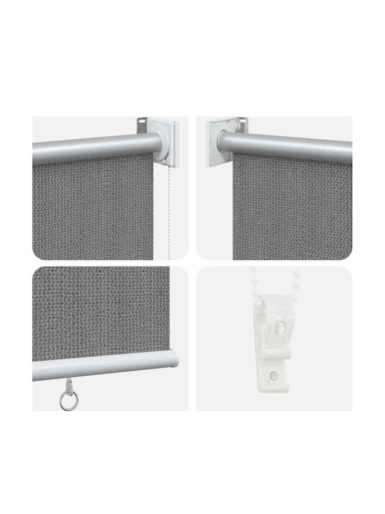 vidaXL Πλαϊνό Ρολό Σκίασης Βεράντας με Led Γκρι 2.4x1.4m