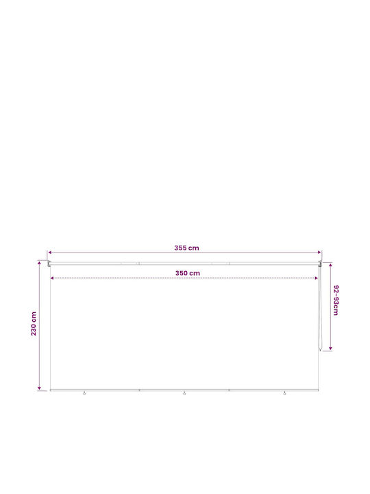 vidaXL Πλαϊνό Ρολό Σκίασης Βεράντας με Led Πορτοκαλί 3.5x2.3m