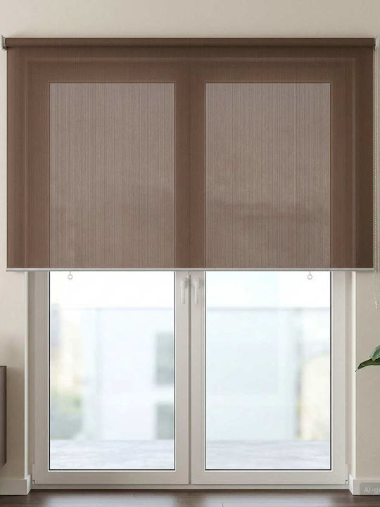 vidaXL Πλαϊνό Ρολό Σκίασης Βεράντας με Led Καφέ 2.4x2.3m