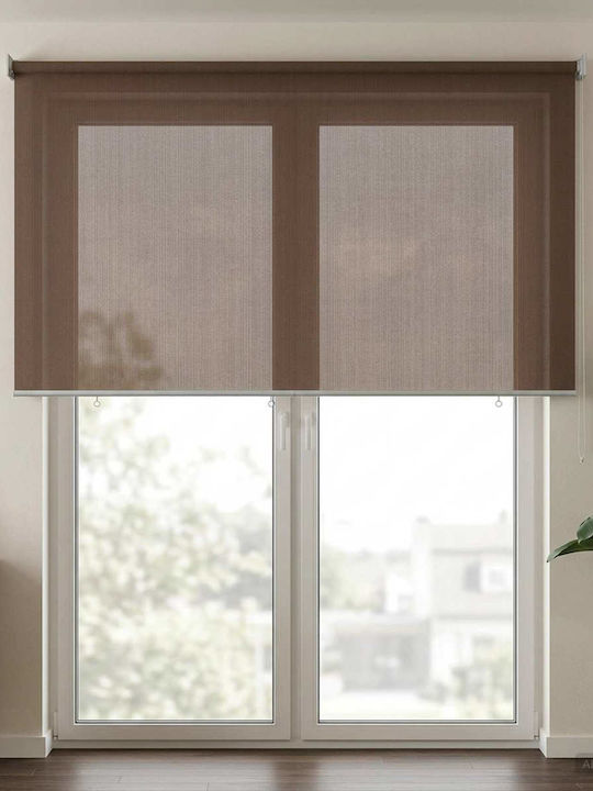 vidaXL Πλαϊνό Ρολό Σκίασης Βεράντας με Led Καφέ 1.2x2.3m