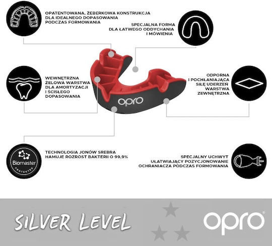 Opro Silver Rugby League Mouthguard White Red