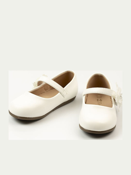 Kids Ballerinas with Hoop & Loop Closure White