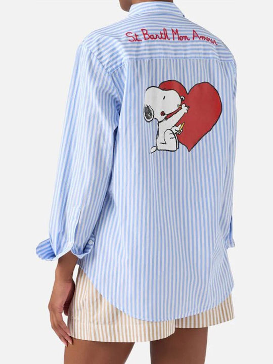 Long Sleeve Women's Blue Striped Shirt