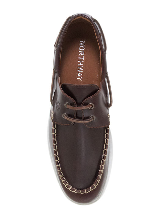 Leather Men's Boat Shoes in Brown Colour