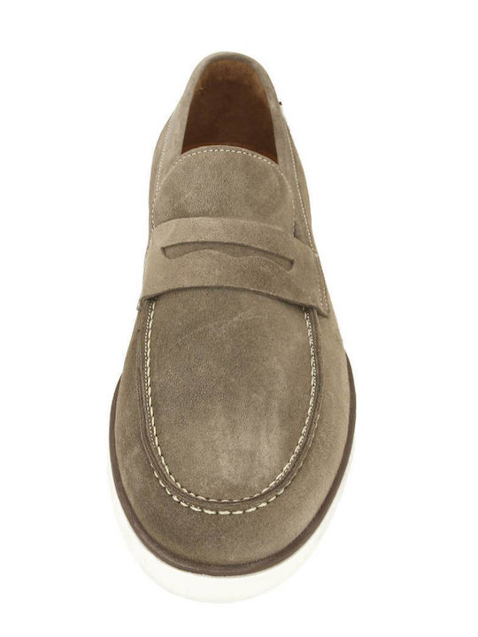 Suede Men's Loafers In Brown Color