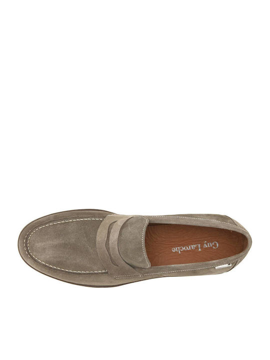 Suede Men's Loafers In Brown Color