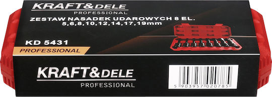 Kraft & Dele Ключове Гнезда Аерос С Каре HEX 1/2" Комплект 8 Броя