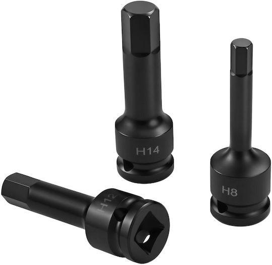 Kraft & Dele Ключове Гнезда Аерос С Каре HEX 1/2" Комплект 8 Броя