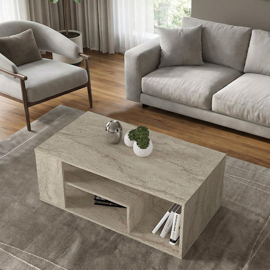 Правоъгълна Централна Кафе Маса Abdera Дървена Travertine М110xШ60xВ42см