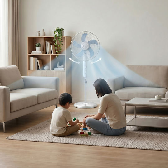 Izzy IZ-9020+ Ανεμιστήρας Ορθοστάτης 70W Διαμέτρου 40cm Λευκός