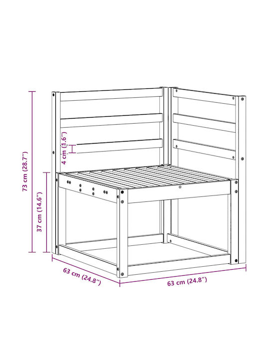 Outdoor Corner Wooden Sofa 63x63x73cm