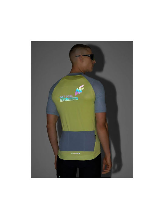 4F Männer Kurze Ärmel Fahrradtrikot Gelbe