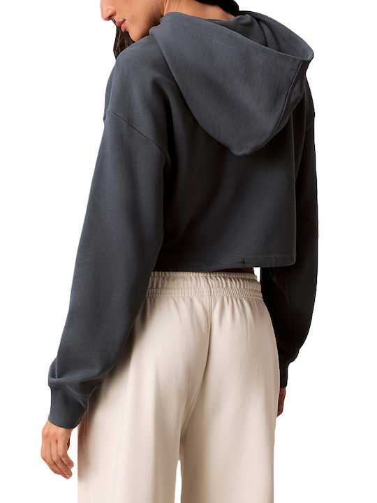 Calvin Klein Cropped Women's Hoodie Sweatshirt Blue