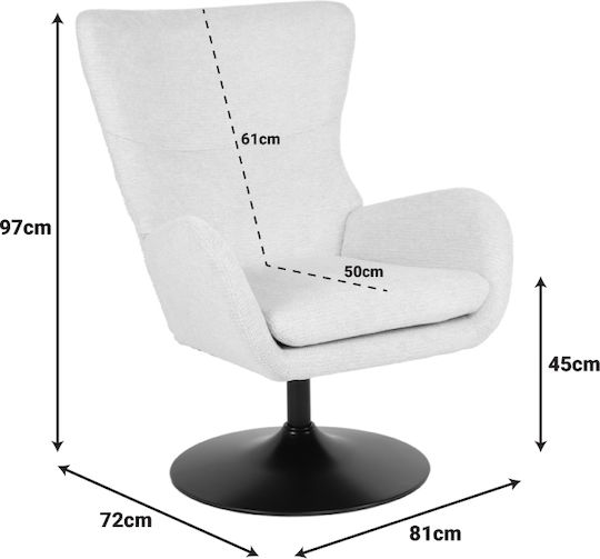 Refria Swivel Armchair Black 81x72x97cm