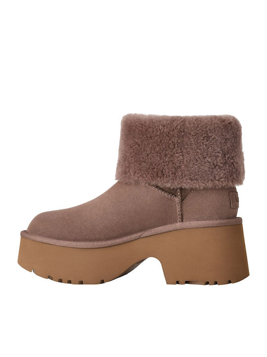 Ugg Wildleder Stiefeletten Damen mit Absatz Rosa