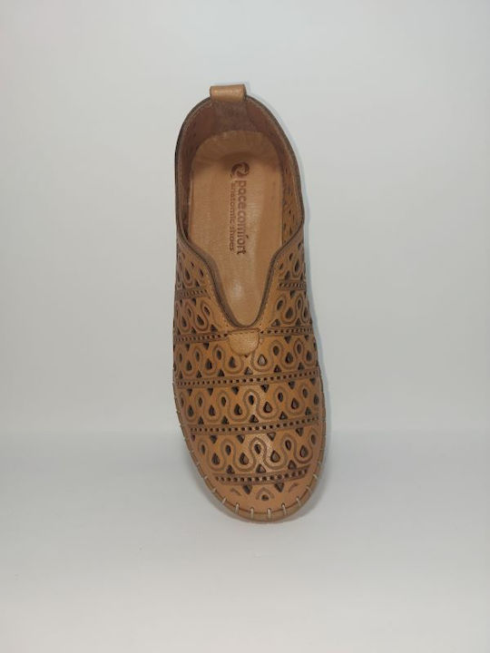 Leder Damen Mokassins in Tabac Braun Farbe