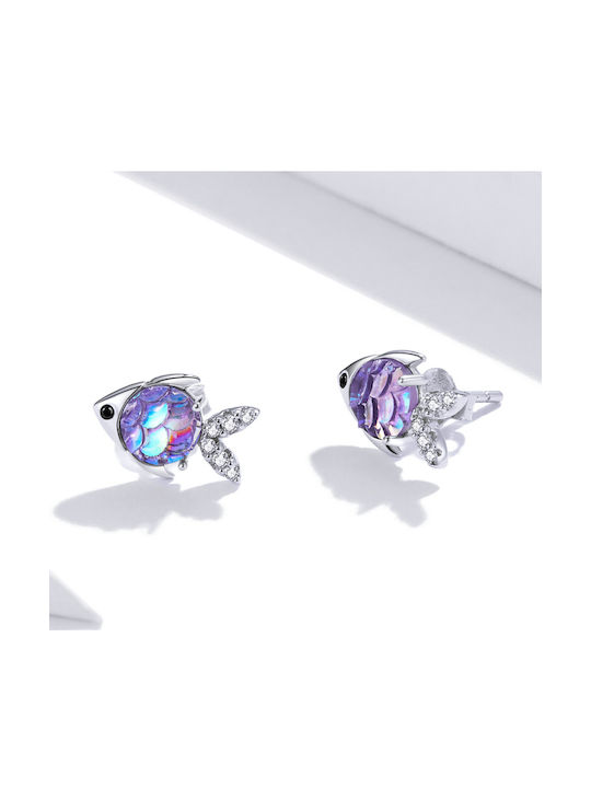 Trusky Silver Earrings with Purple Stones