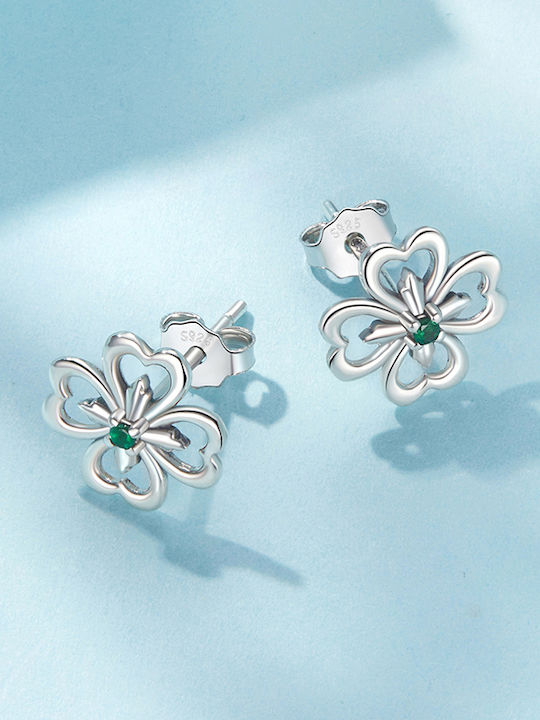 Trusky Silver Earrings with Green Stones