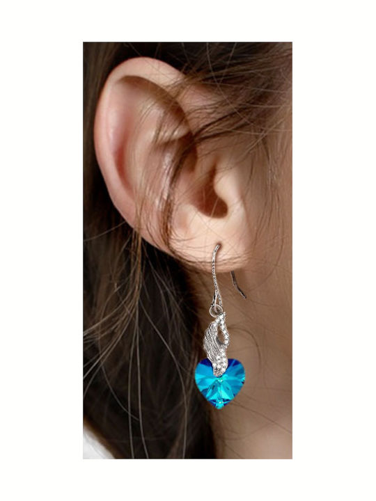 Silver Earrings Heart Wing Earrings 925 Silver