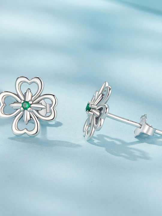 Trusky Silver Earrings with Green Stones