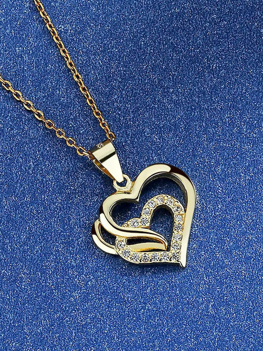 925 Silver Chain Necklace Two Hearts Trusky
