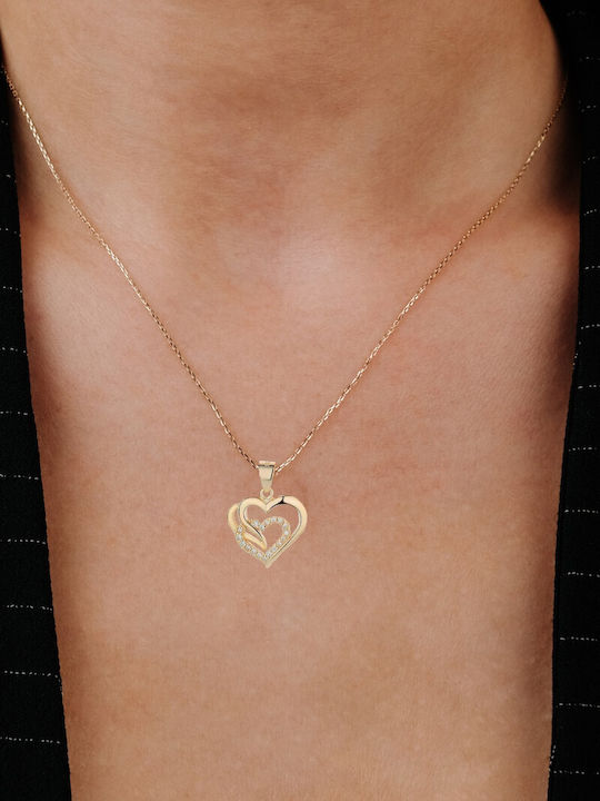 925 Silver Chain Necklace Two Hearts Trusky