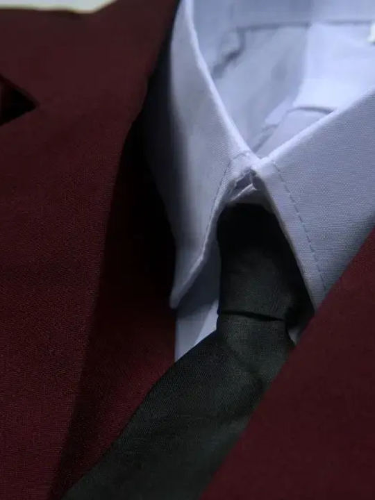 Online Baptism Suit with Vest for Boy Burgundy