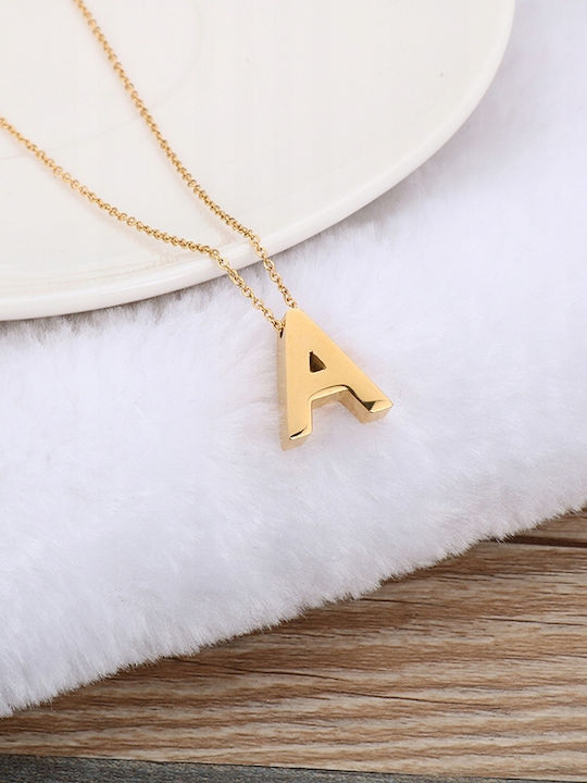 Gold Necklace Chain Letter A Stainless Steel