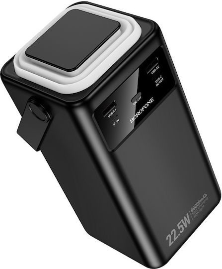 Borofone BJ65B Power Bank 80000mAh 22.5W με 2 Θύρες USB-A και Θύρα USB-C Power Delivery / Quick Charge 3.0 Μαύρο