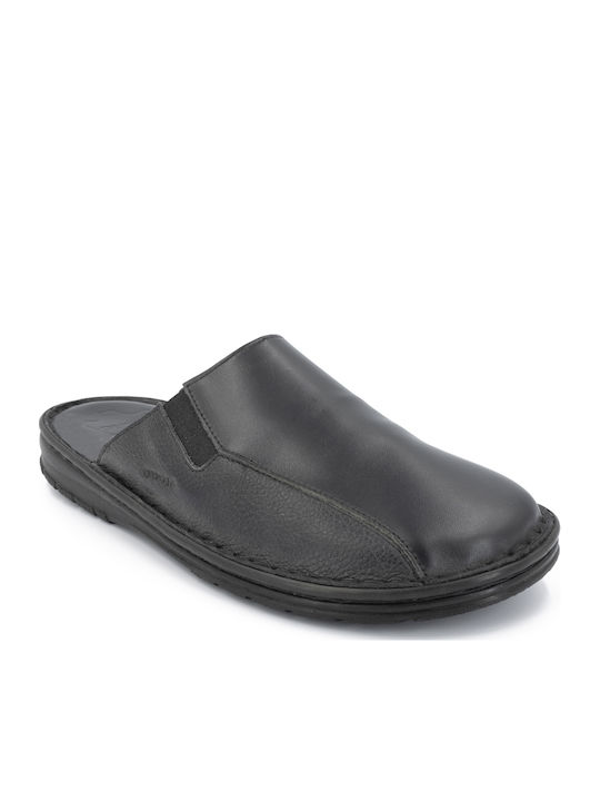 Leder Herren Hausschuhe Schwarz