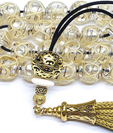 Roloi Komboloi Worry Beads with 23 Glass Beads Length 34cm Beige