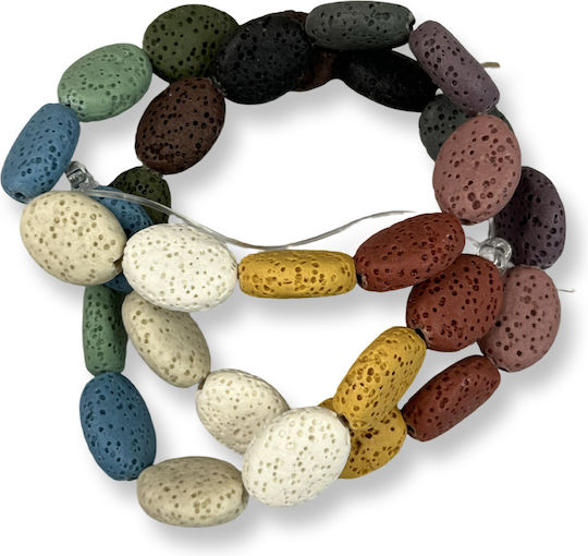 Natural Lava Oval Multicolour Mix 14x11mm – Length 40cm