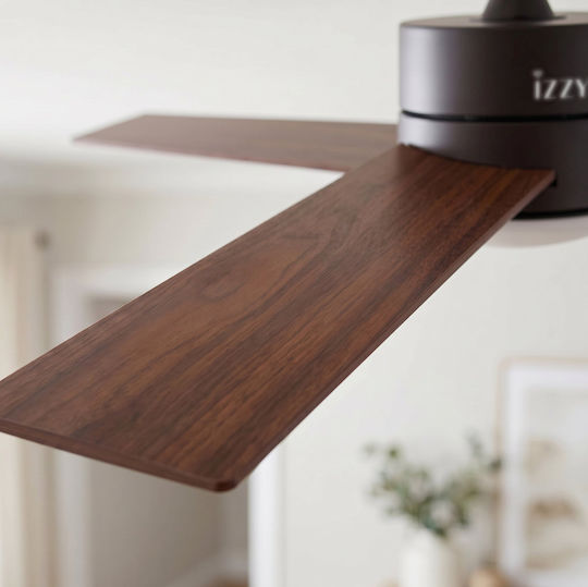 Izzy IZ-9031 Ανεμιστήρας Οροφής 132cm με Φως Καφέ / Μαύρος